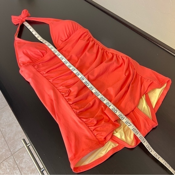 Coco Rave body contouring one piece swimsuit, orange, full coverage overskirt M - Picture 15 of 16